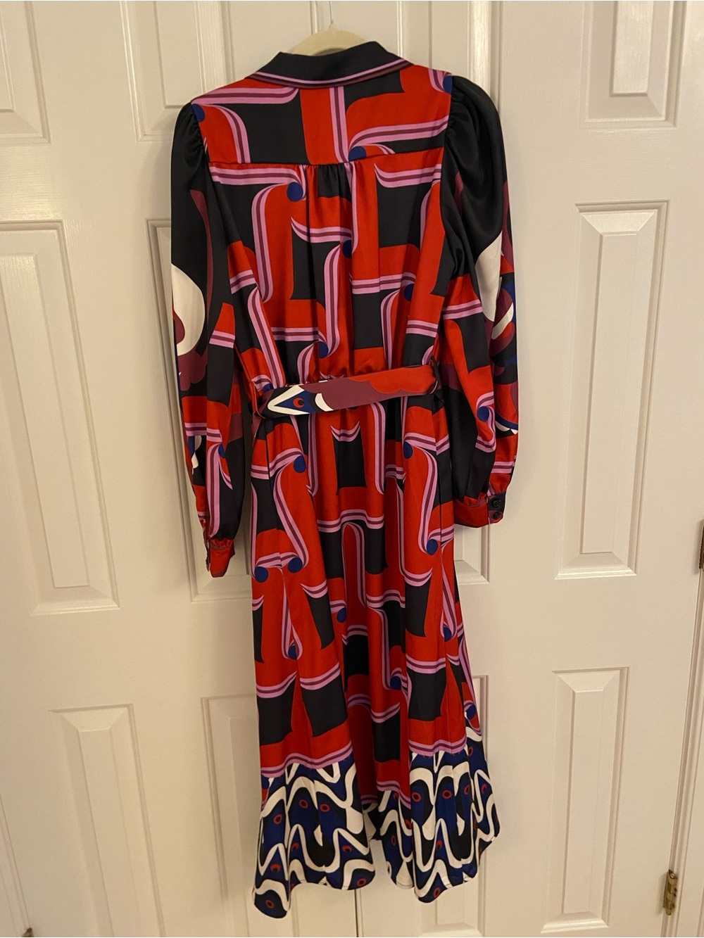 Ciebon Vibrant Red & Black Printed Midi Shirt Dress - Picture 5 of 5